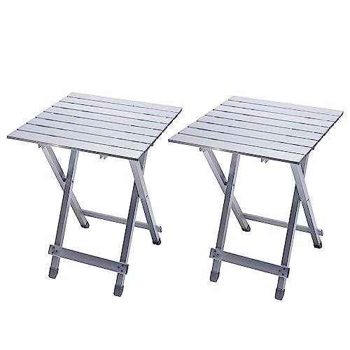 SUNNYFEEL Folding Camping Table - Lightweight Aluminum Portable Picnic Table, 18.5x18.5x24.5 Inch for Cooking, Beach, Hiking, Travel, Fishing, BBQ, Indoor Outdoor Small Foldable Camp Tables