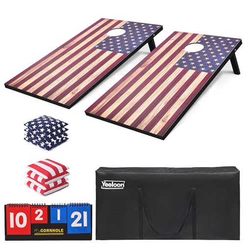 Cornhole Set, Regulation/Tailgate Size Cornhole Boards with 8 Bean Bags and Carrying Case, 4x2/3x2 Corn Hole Outdoor Game Toss Board for Adults Outside Activities