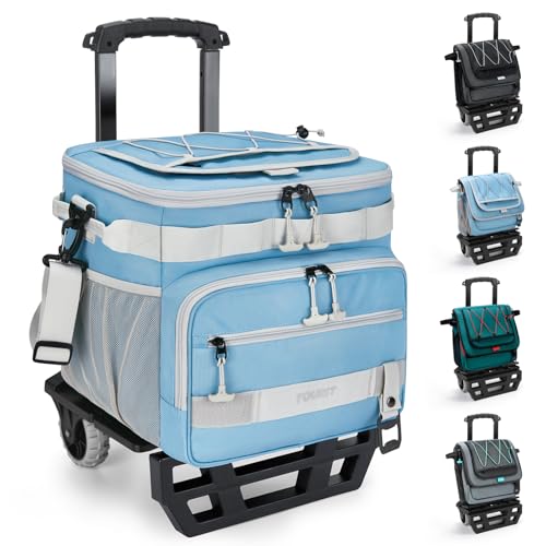 TOURIT Collapsible 48-Can Leak-Proof Insulated Rolling Cooler with All-Terrain Cart, Upgraded Fixtures and New Wheels Suitable for Beach, Picnic, Shopping
