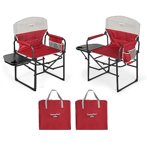 SUNNYFEEL Oversized Camping Directors Chair 2 Pack, Portable Folding Lawn Chairs for Adults Heavy Duty with Side Table,Pocket for Beach, Fishing,Picnic,Concert Outdoor, Foldable Camp Chairs