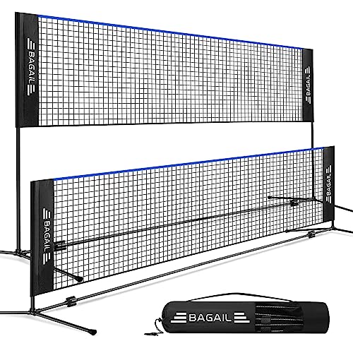 BAGAIL Badminton Net, Height Adjustable Kids Volleyball Net, Foldable Nylon Net 10 ft/14ft/17ft Wide, Tennis Net, Small Pickleball Net for Backyard Game and Indoor Outdoor Use, Easy Setup