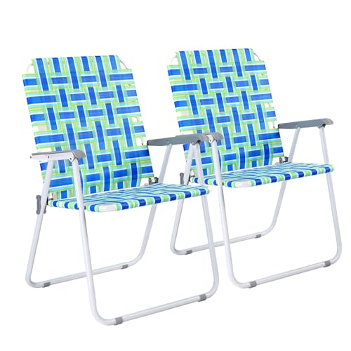 VINGLI Oversize Patio Webbed Folding Chairs (Set of 2)