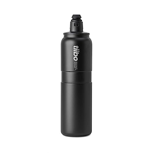 tiibo Vacuum Insulated Stainless Steel Bike Water Bottle, Double Wall, No-Squeeze, Fast Flow Sport Nozzle, Designed for Cycling, Biking, Fitness & Sports, Fits Most Bike Cages (Black, 23OZ)