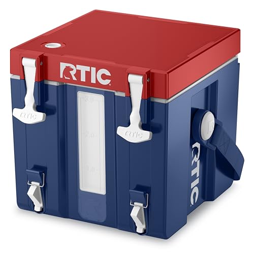 RTIC Halftime Water Cooler Portable Carrier Container, Drink Beverage Dispenser, Stackable with 2 Taps, Bottleless, BPA-Free, for Sports, Camping, BBQ, Parties, Picnic, & More, Patriot