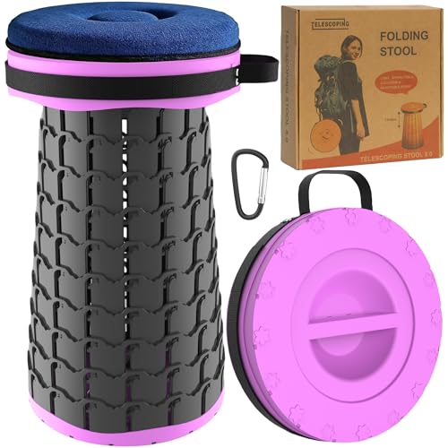 ALEVMOOM 2025 Upgraded XXL Collapsible Stool with Cushion 19.7",1000lbs Max Weight,Wider & Taller Pop Up Seat, Heavy Duty Portable Retractable Folding Chair or Travel Foot Rest for Camping & Outdoors
