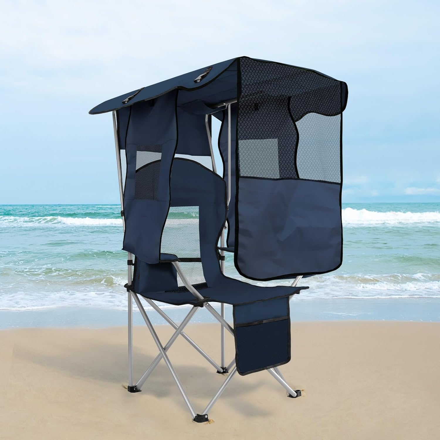 ptlsy Folding Beach Chair (Navy)