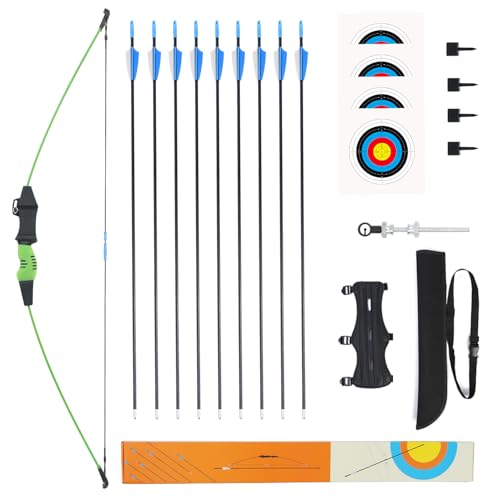 40" Youth Bow and Arrow Set for Kids 8-12 & Teens - Ambidextrous Recurve Archery Gear with Safety Arrows - Toys for Ages 8-13, Backyard Games Gift for Beginner Archers