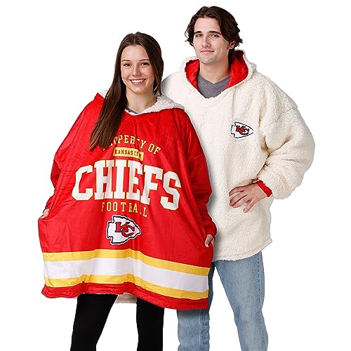 foco NFL Team Logo Reversible Oversized Sherpa Hoodie Sweatshirt Hoodeez