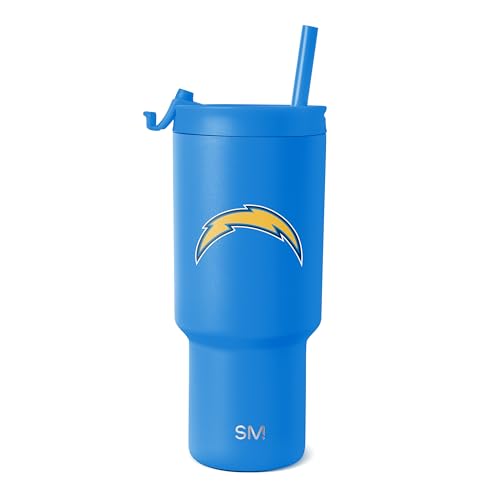 Simple Modern Officially Licensed NFL Los Angeles Chargers 30 oz Tumbler with Flip Lid and Straws | Insulated Cup Stainless Steel | Gifts for Men Women | Trek Collection | Los Angeles Chargers