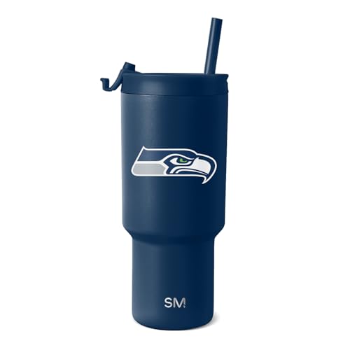 Simple Modern Officially Licensed NFL Seattle Seahawks 30 oz Tumbler with Flip Lid and Straws | Insulated Cup Stainless Steel | Gifts for Men Women | Trek Collection | Seattle Seahawks