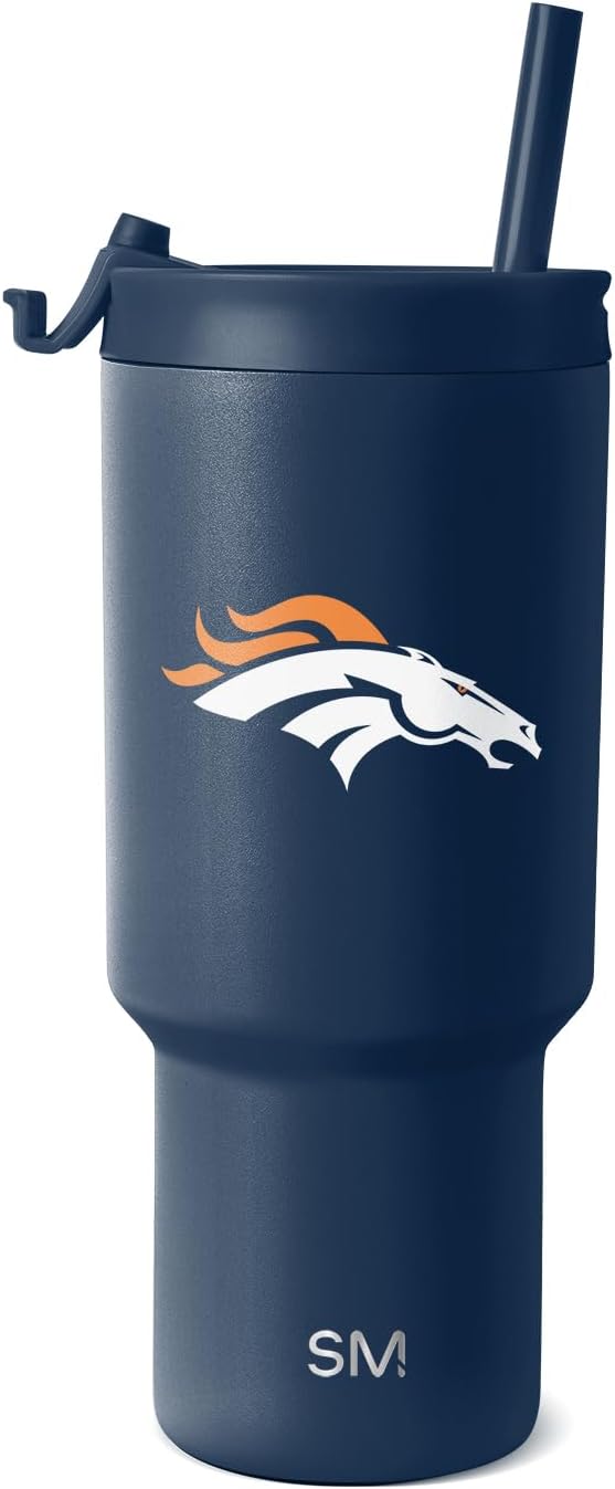 Simple Modern Officially Licensed NFL Denver Broncos 30 oz Tumbler with Flip Lid and Straws | Insulated Cup Stainless Steel | Gifts for Men Women | Trek Collection | Denver Broncos