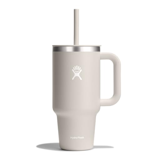 Hydro Flask 32 Oz Travel Tumbler with Handle, Lid and Straw - Insulated Stainless Steel in Oat