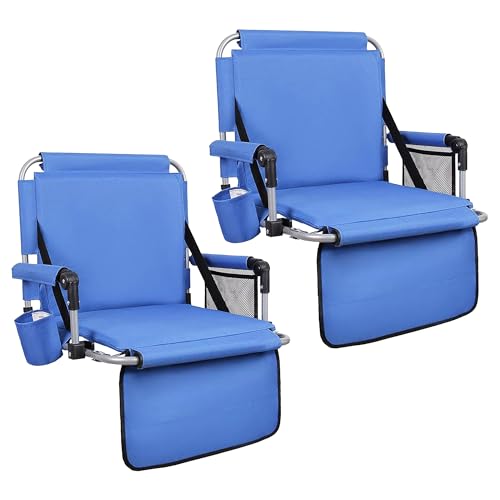 ALPHA CAMP Stadium Seat Padded Chair for Bleachers with Back& Arm Rest