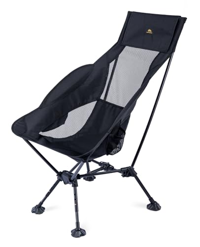 iClimb Ultralight Compact Camping Folding Beach Chair with Anti-Sinking Large Feet (Adjustable Triangular Frame)