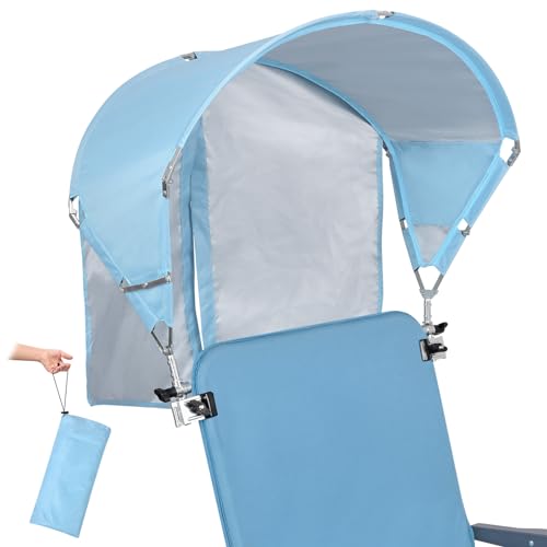 Universal Chair Umbrella Canopy, UPF 50+ Sun Shade with Adjustable Clamp, Fits Most Brands Beach, Camping, Lawn, Tanning, Zero Gravity, Lounge & Fishing Chairs, Patent Design