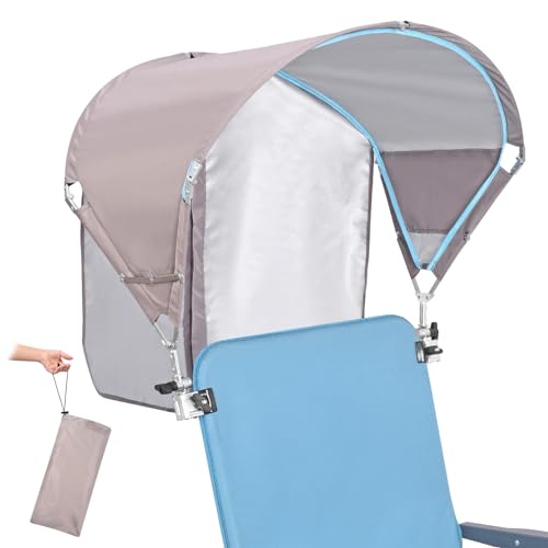 Universal Chair Umbrella Canopy, UPF 50+ Sun Shade with Adjustable Clamp, Fits Most Brands Beach, Camping, Lawn, Tanning, Zero Gravity, Lounge & Fishing Chairs