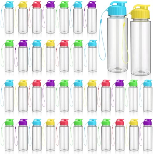 Domensi 50 Pieces Plastic Water Bottle Bulk 17 oz Sports Adults Reusable Large Water Bottles with Leak Proof Flip Top for Adults Fitness(Mixed Color)