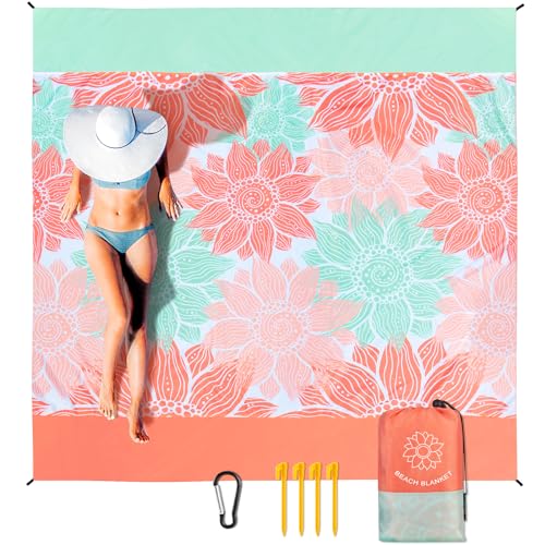 Beach Blanket Waterproof Sandproof Extra Large Beach Mat 79" X 83"/120"x108"for 1-8 Adults Quick Drying Durable Outdoor Picnic Mat for Beach Travel Camping Hiking