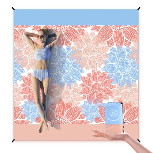 Beach Blanket Waterproof Sandproof Extra Large Beach Mat 79" X 83"/120"x108"for 1-8 Adults Quick Drying Durable Outdoor Picnic Mat for Beach Travel Camping Hiking
