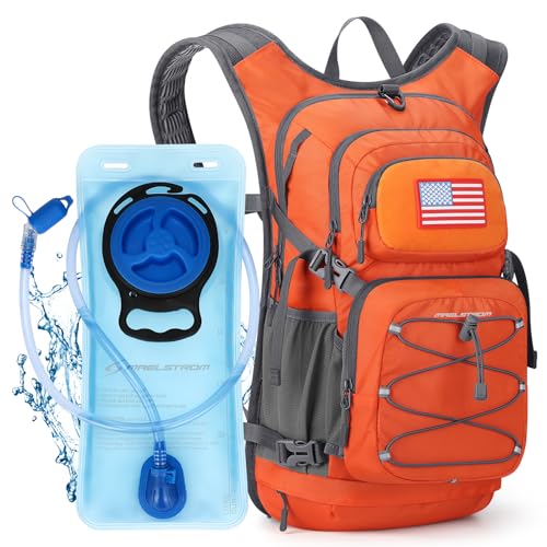 Maelstrom Hydration Hiking Backpack with 2L/3L Water Bladder, High Flow Bite Valve Camping Daypack Lightweight