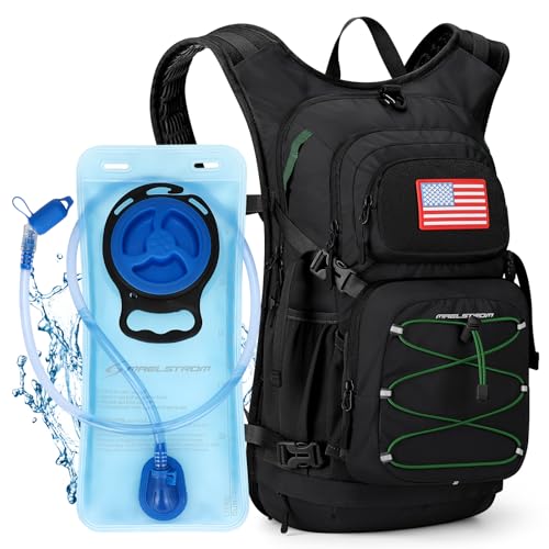 Maelstrom Hydration Hiking Backpack with 2L/3L Water Bladder, High Flow Bite Valve Camping Daypack Lightweight