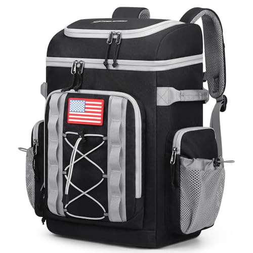 Maelstrom Backpack Cooler, Soft Lightweight Leakproof Cooler Backpack, 35 Can Insulated Cooler Bag, Keeps 35 Cans Hot/Cold for Up to 16 Hours, Waterproof Lunch Bag for Men Women-Black
