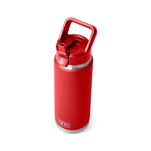 YETI Rambler 26 oz Bottle, Vacuum Insulated, Stainless Steel with Color Matching Straw Cap