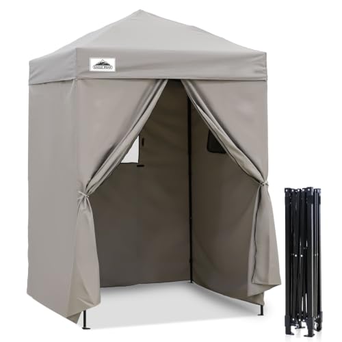 EAGLE PEAK Flex Ultra Compact 5x5 Pop-up Canopy, Sun Shelter, Changing Room, Portable Privacy Canopy Cabana for Pool, Fashion Photoshoots, or Camping, Gray
