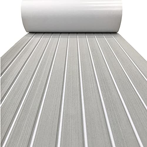 KXKZREN Boat Flooring EVA Foam Decking Sheet Faux Teak Marine Mat Marine Carpet Cooler Tops Non-Slip Self-Adhesive Flooring for Motorboat RV Yacht Kayak Swim Platform 94" x 47"/44"/35"/23"/16"