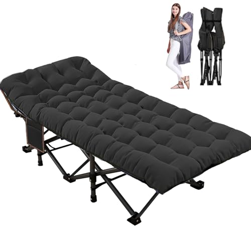 LILYPELLE Folding Camping Cot, Extra Wide Heavy Duty Sleeping Cots with Carry Bag, Double Layer Oxford Portable Travel Camp Cots for Home, Office Nap and Outdoor Beach