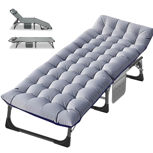LILYPELLE Folding Camping Cot, Extra Wide Heavy Duty Sleeping Cots with Carry Bag, Double Layer Oxford Portable Travel Camp Cots for Home, Office Nap and Outdoor Beach