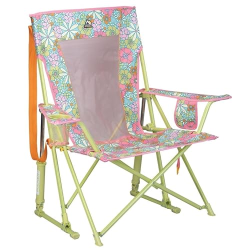 GCI Outdoor Comfort Pro Rocker Camping Chair | Portable Folding Rocking Chair with Durable Armrests & Drink Holder  Floral