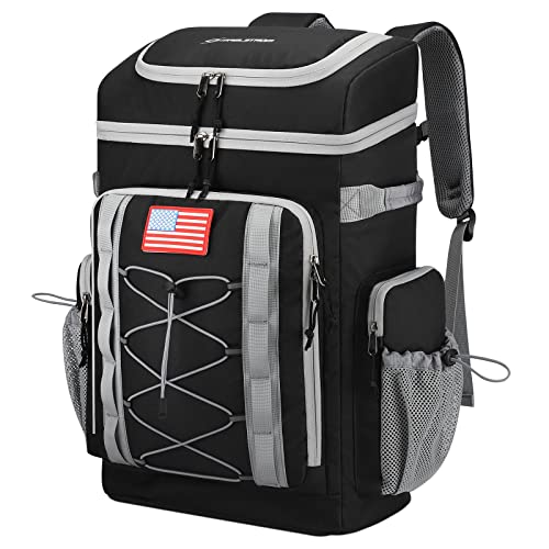Maelstrom Backpack Cooler,Soft Lightweight Leakproof Cooler Backpack,50 Can Insulated Cooler Bag,Keeps 50 Cans Hot/Cool for Up to 16 Hours,Waterproof Lunch Bag for Men Women-Black