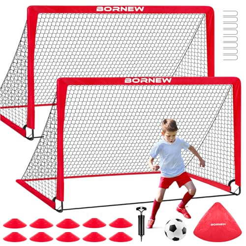 Kids Soccer Goal for Backyard Set - 2 Set of 6X4 / 4X3 ft Toddler Soccer Nets Training Equipment, Soccer Ball, Pop Up Portable Soccer Set for Kids and Youth Games and Training Goals Ages 3-16 Gift