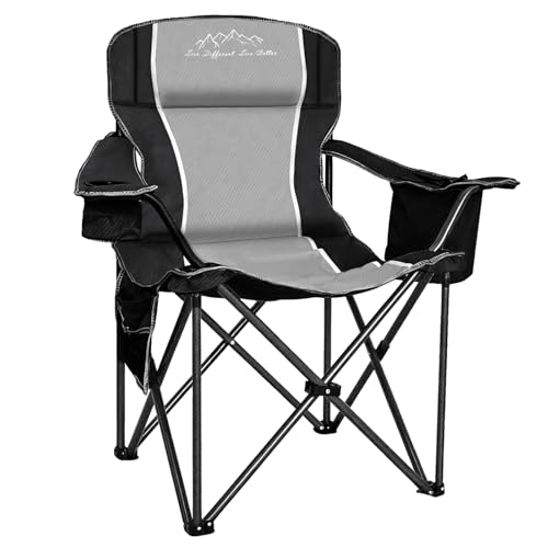 SAILARY Folding Camping Chair w/ Cooler (Black)