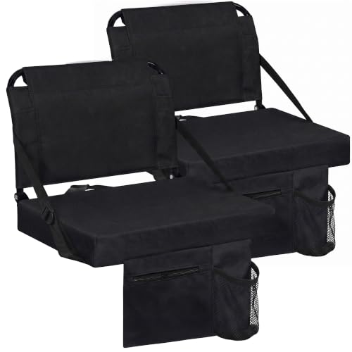 Stadium Seat for Bleachers with Back Support and Wide Padded Cushion Stadium Chair - Includes Shoulder Strap and Cup Holder