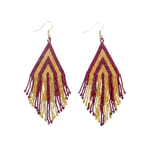 INK+ALLOY Game Day Earrings for Women, Luxe Beaded Fringe Earrings for Football Gameday Outfits, Handmade Jewelry for College Students, Team Gifts, Teachers, Football Moms