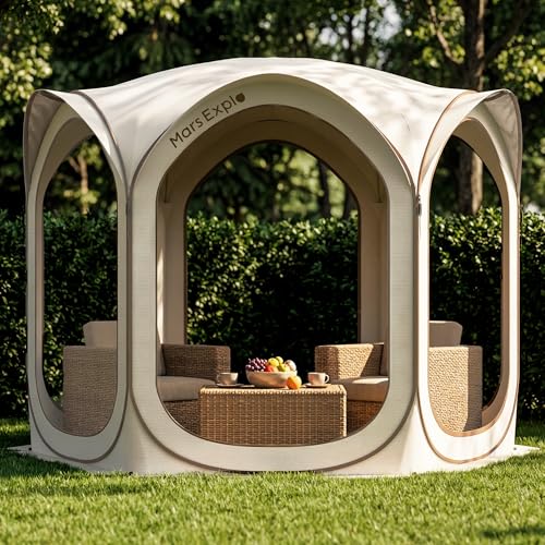 Screen Pop Up House Room Tent, Canopy Sun Shade Shelter for Camping, Patio, Backyard, Deck & Outdoor Activities, Portable Gazebo, Not Waterproof, 10'x10',Beige