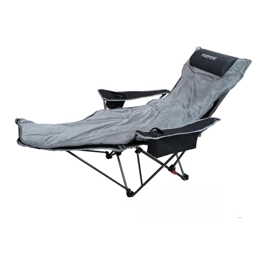 Reclining Camping Chair 4 Position with Foot Rest Comfortable for Adults 265Ibs Folding Lounger Mesh Beach Chair with Cooler Bag,Cotton Cushion and Cup Holder for Outdoor Patio