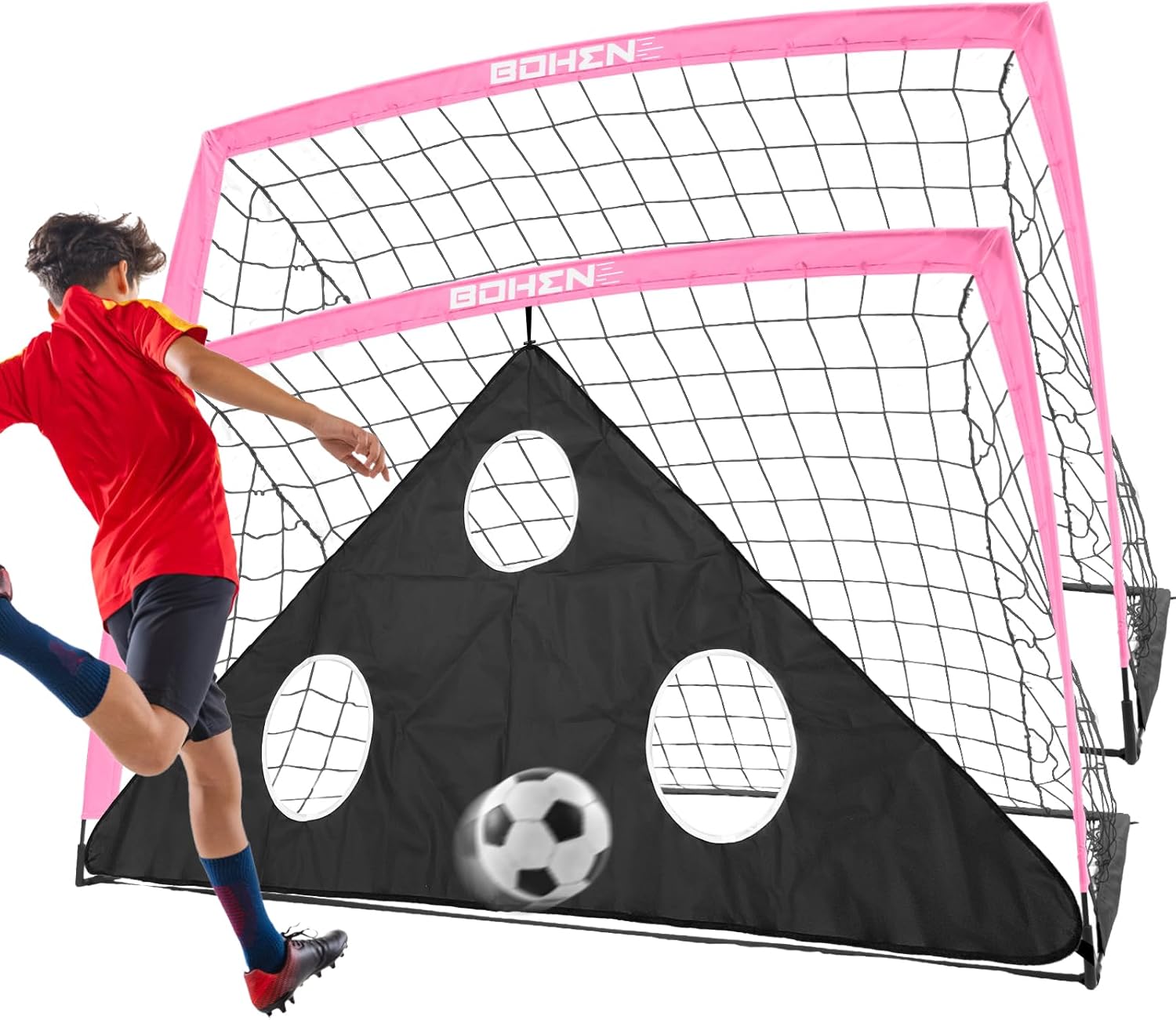 BOHEN 6x4FT Portable Soccer Goal for Kids Backyard with Carry Bag - Easy Folding Lightweight Fun for Outdoor Indoor Training Games for Teen Youth Adult