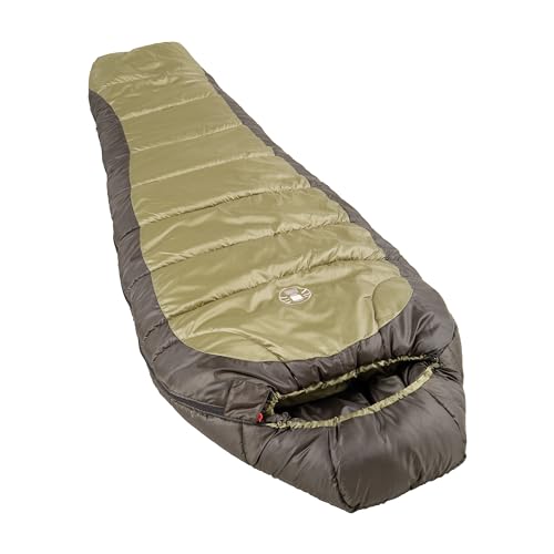 Coleman North Rim 0F Big & Tall Sleeping Bag, Cold-Weather Mummy Sleep Sack with No-Snag Zipper & Adjustable Hood for Warmth & Ventilation, Large Camping Sleeping Bag