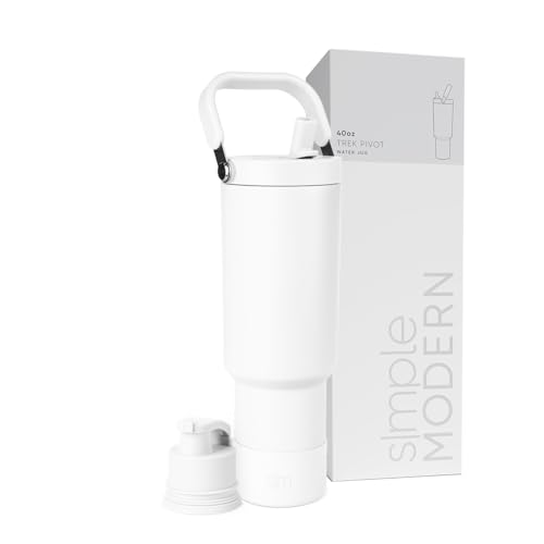 Simple Modern Trek Pivot | 40oz Flip Straw Tumbler with Handle | Water Bottle & Boot | Interchangeable Straw & Chug Lids | Insulated Stainless Steel Jug | Gym Sports Outdoors | Winter White