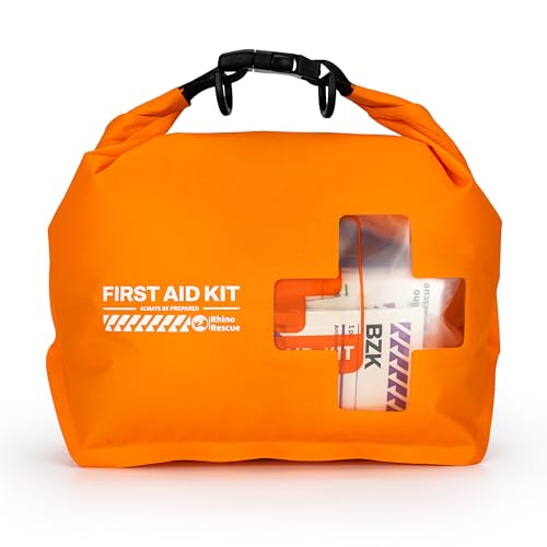 RHINO RESCUE Waterproof Boat First Aid Kit, Lightweight Boat Accessories Dry Bag, Emergency Marine Survival Supplies for Outdoor Kayak, Fishing, Floating, Swimming, Beach & Camping (Orange)