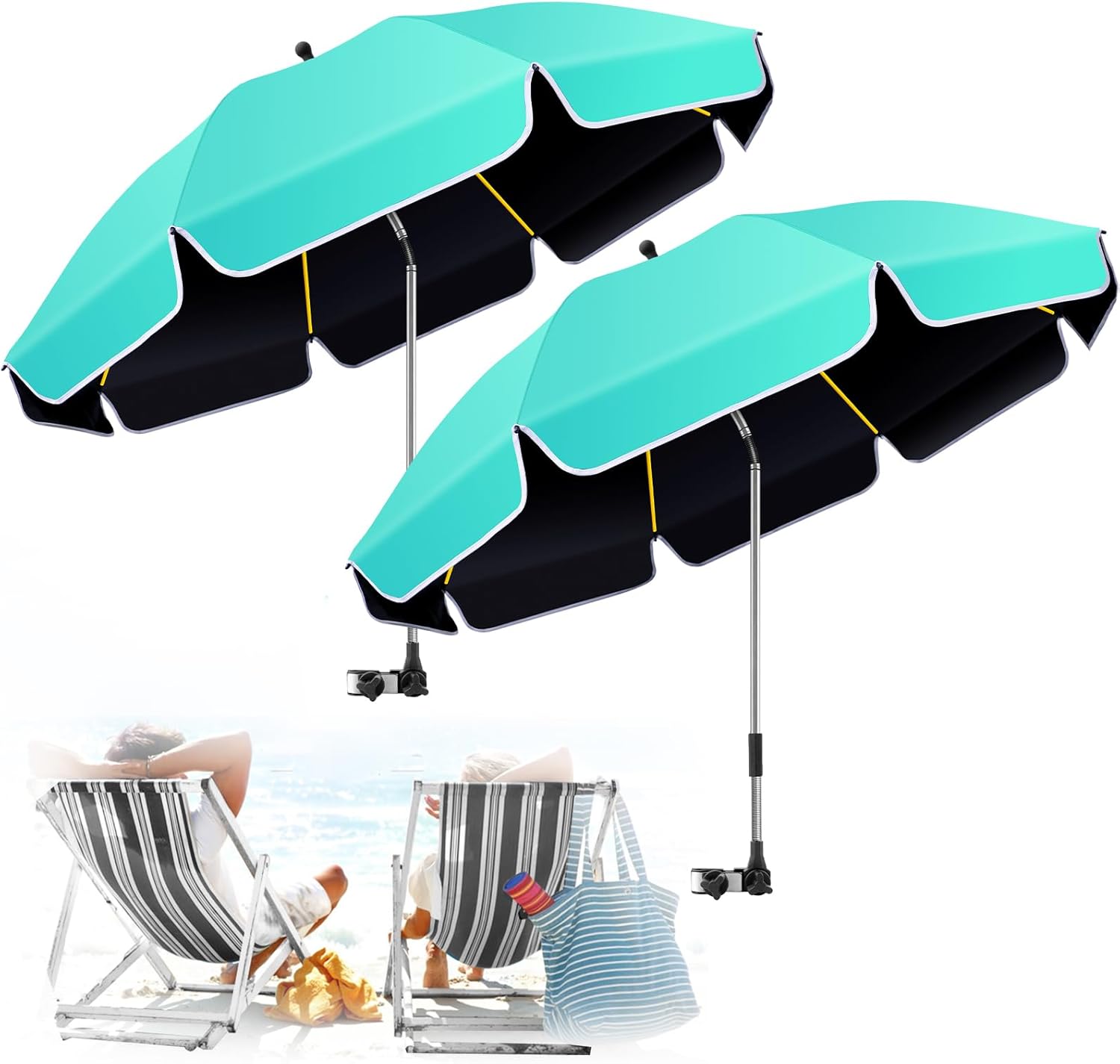 QTREE 2Pack 48.8in Large Chair Umbrella
