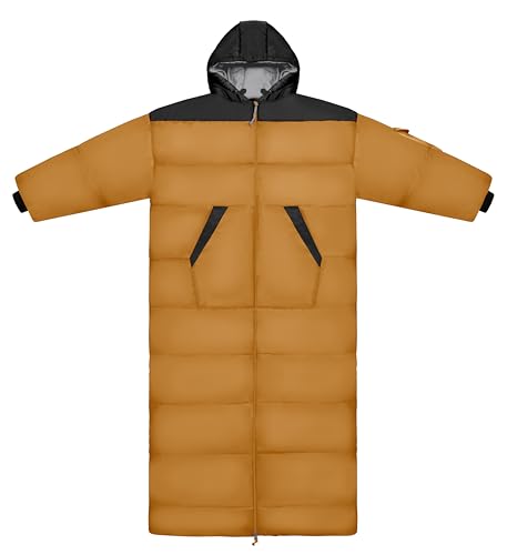 Thermotuff Wearable Sleeping Bag with Dual Hoodie, Long Sleeves, Pockets & Adjustable Drawstring - Ideal for Camping, Cold Weather Hiking, and Stadium Sak Blanket