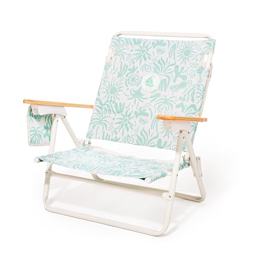 Business & Pleasure Co. Margaritaville Manana Backpack Beach Chair Lay Flat Reclining, Lightweight & Portable, Insulated Cooler Pocket, Last Mango Green Tiki