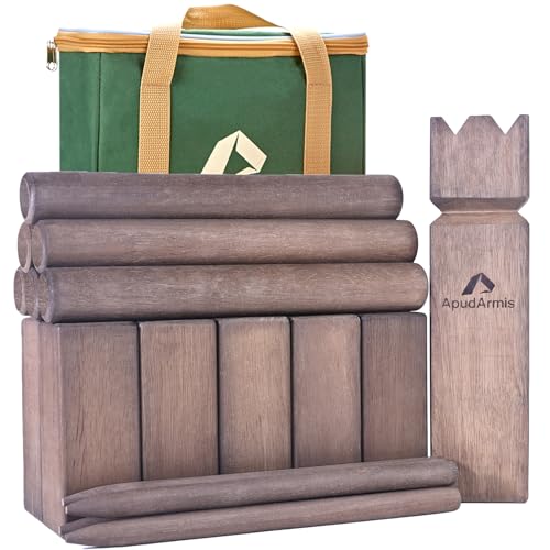 ApudArmis Kubb Yard Game Set, Viking Chess Outdoor Clash Toss Yard Game with Carrying Case - Rubber Wooden Backyard Lawn Games Set for Teenagers Adults Family