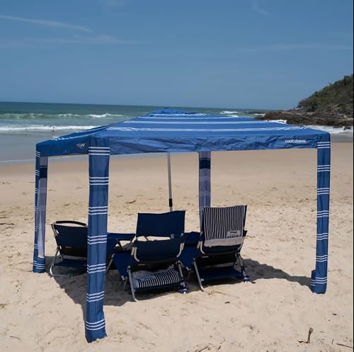 CoolCabana Beach Shade Tent - Easy Setup, UPF 50+ Protection, Large & Medium Sizes, Compact & Wind Resistant - Beach Cabana for The Whole Family - Coronado Navy, Large