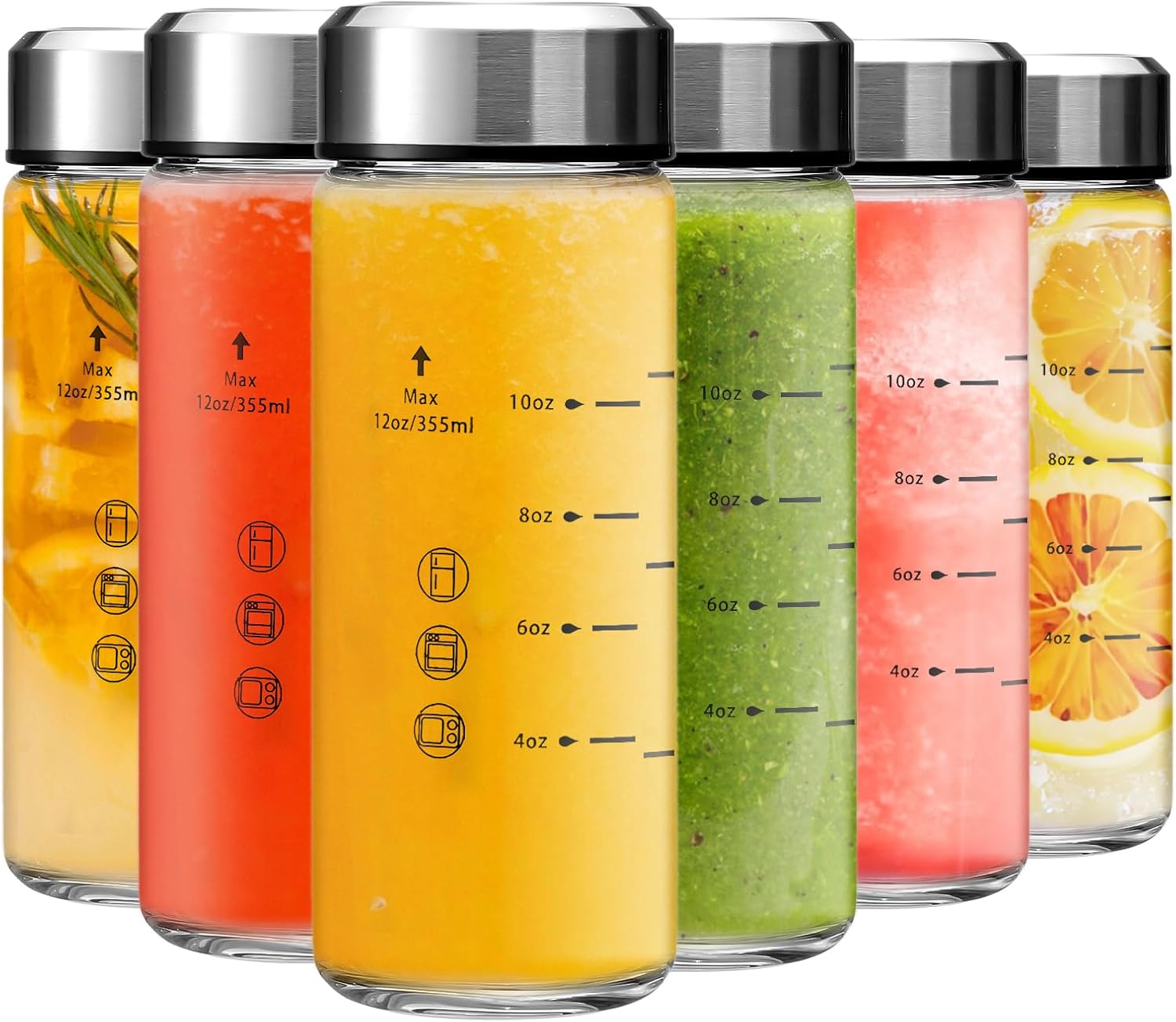 Olivego 12oz Glass Juice Bottles