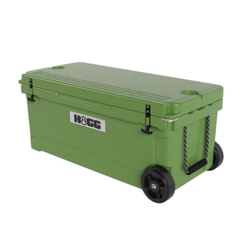 Hogg Insulated Cooler, Rotomolded Cooler with Rubber Gasket Seal for Insulation, Comes with Cupholders, Fishing Ruler, and Bottle Openers